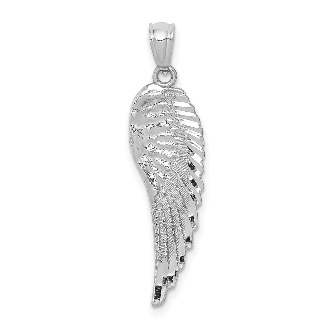 Lovely Rita's Pendants & Charms 14K White Gold Polished Textured Finish Men's Angel Wing Pendant