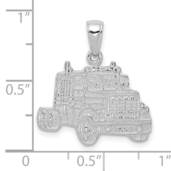 Lovely Rita's Pendants & Charms 14K White Gold Polished Textured Finish Solid Semi Mack Truck Cab Charm Pendant