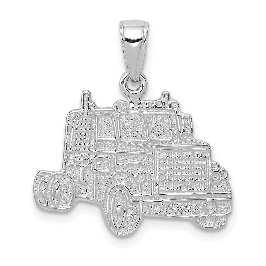 Lovely Rita's Pendants & Charms 14K White Gold Polished Textured Finish Solid Semi Mack Truck Cab Charm Pendant