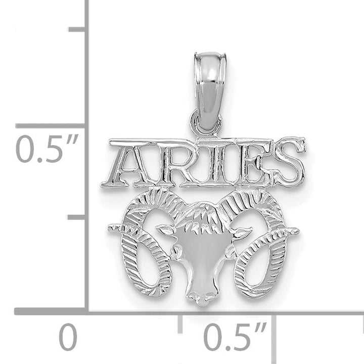 Lovely Rita's Pendants & Charms 14K White Gold Polished Textured Finish Zodiac ARIES Charm Pendant
