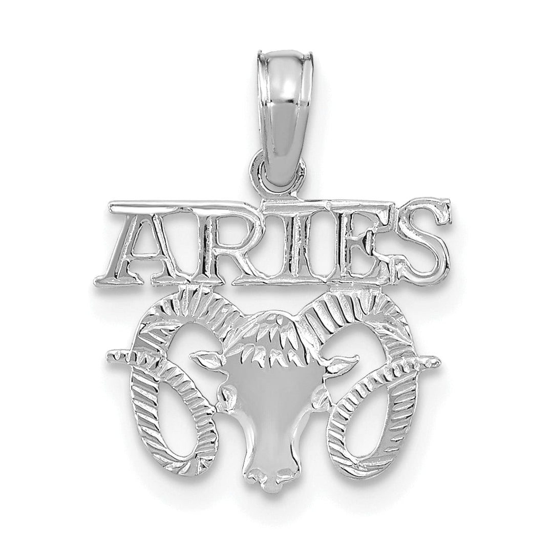 Lovely Rita's Pendants & Charms 14K White Gold Polished Textured Finish Zodiac ARIES Charm Pendant