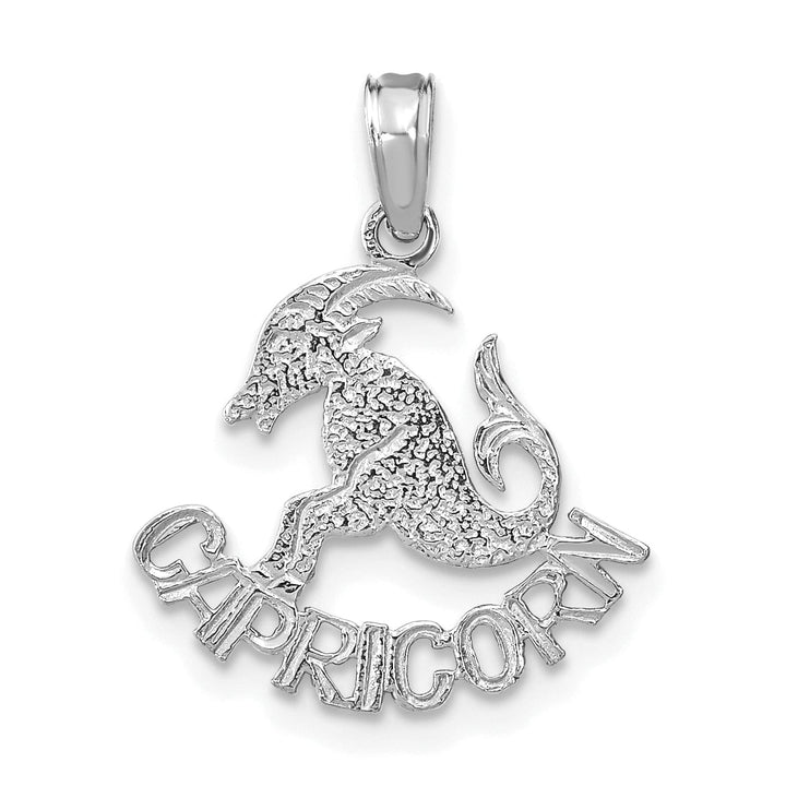 Lovely Rita's Pendants & Charms 14K White Gold Polished Textured Finish Zodiac CAPRICORN Charm Pendant