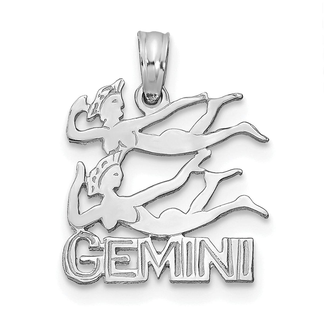 Lovely Rita's Pendants & Charms 14K White Gold Polished Textured Finish Zodiac GEMINI Charm Pendant