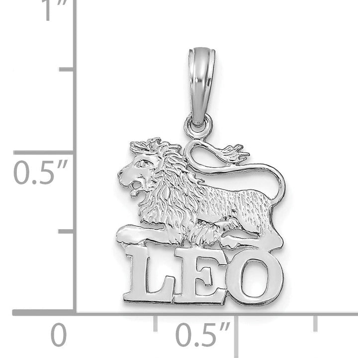 Lovely Rita's Pendants & Charms 14K White Gold Polished Textured Finish Zodiac LEO Charm Pendant