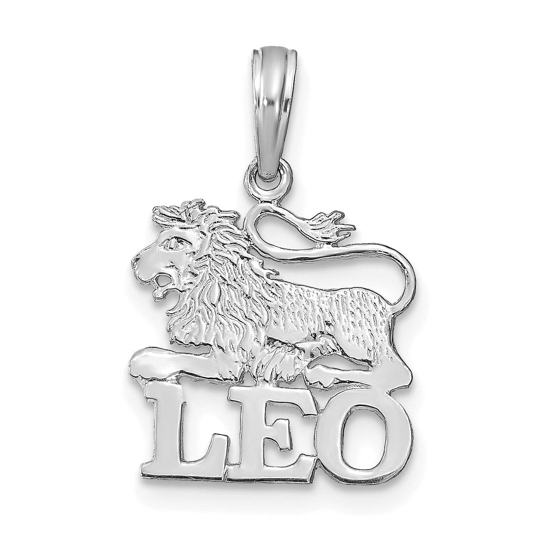 Lovely Rita's Pendants & Charms 14K White Gold Polished Textured Finish Zodiac LEO Charm Pendant