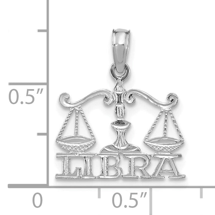 Lovely Rita's Pendants & Charms 14K White Gold Polished Textured Finish Zodiac LIBRA Charm Pendant