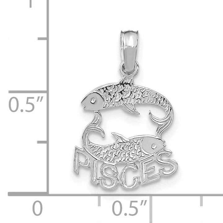 Lovely Rita's Pendants & Charms 14K White Gold Polished Textured Finish Zodiac PISCES Charm Pendant