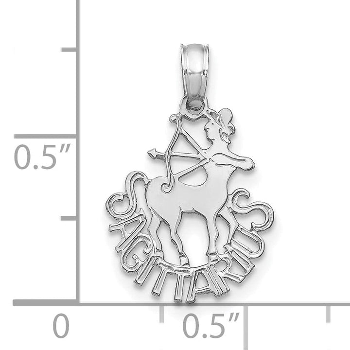 Lovely Rita's Pendants & Charms 14K White Gold Polished Textured Finish Zodiac SAGITTARIUS Charm Pendant