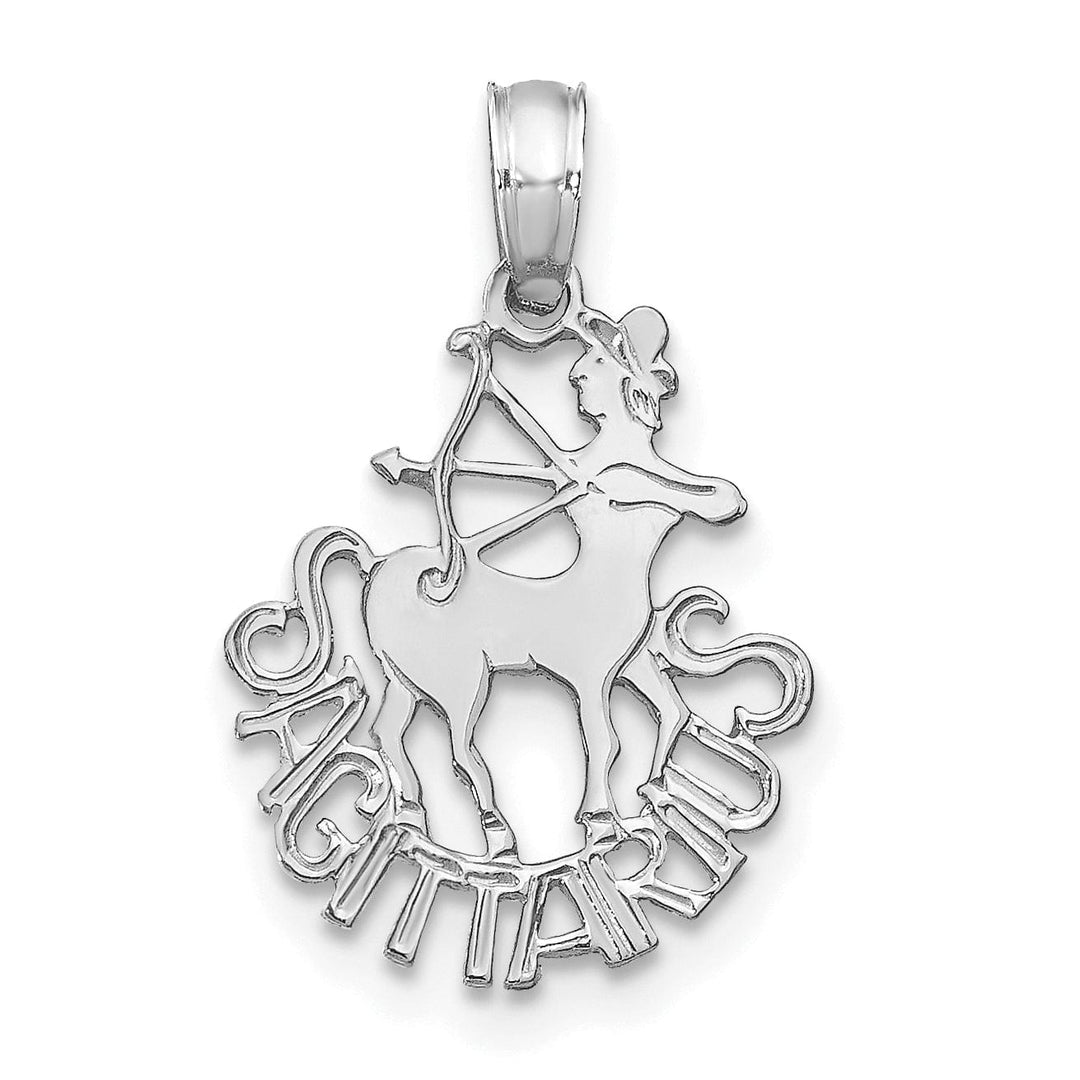 Lovely Rita's Pendants & Charms 14K White Gold Polished Textured Finish Zodiac SAGITTARIUS Charm Pendant