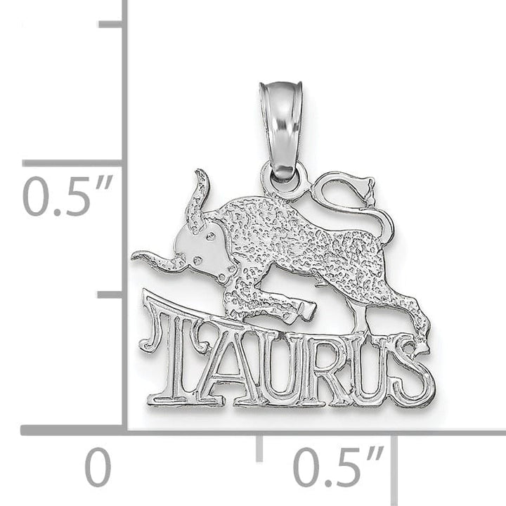 Lovely Rita's Pendants & Charms 14K White Gold Polished Textured Finish Zodiac TAURUS Charm Pendant