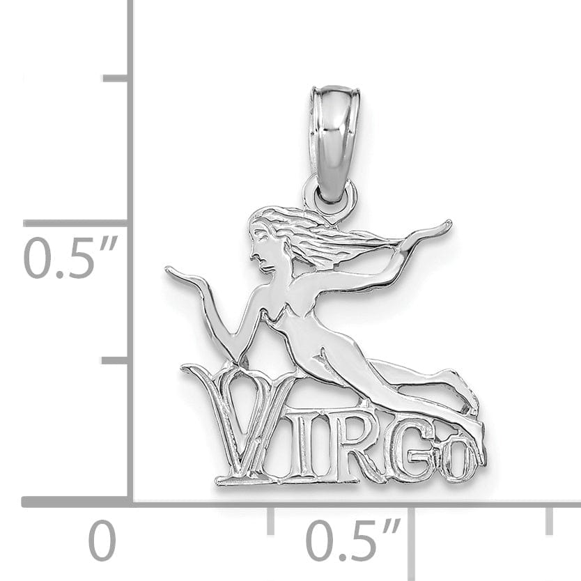 Lovely Rita's Pendants & Charms 14K White Gold Polished Textured Finish Zodiac VIRGO Charm Pendant