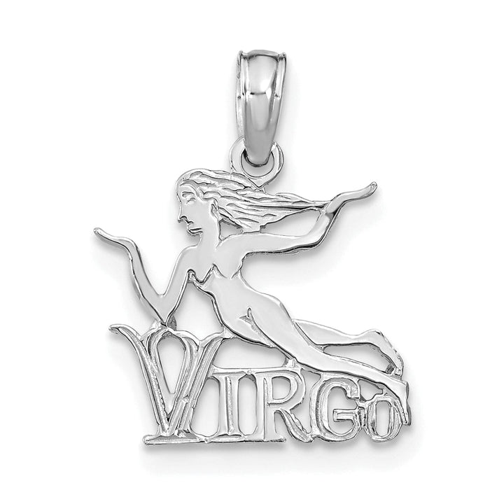 Lovely Rita's Pendants & Charms 14K White Gold Polished Textured Finish Zodiac VIRGO Charm Pendant