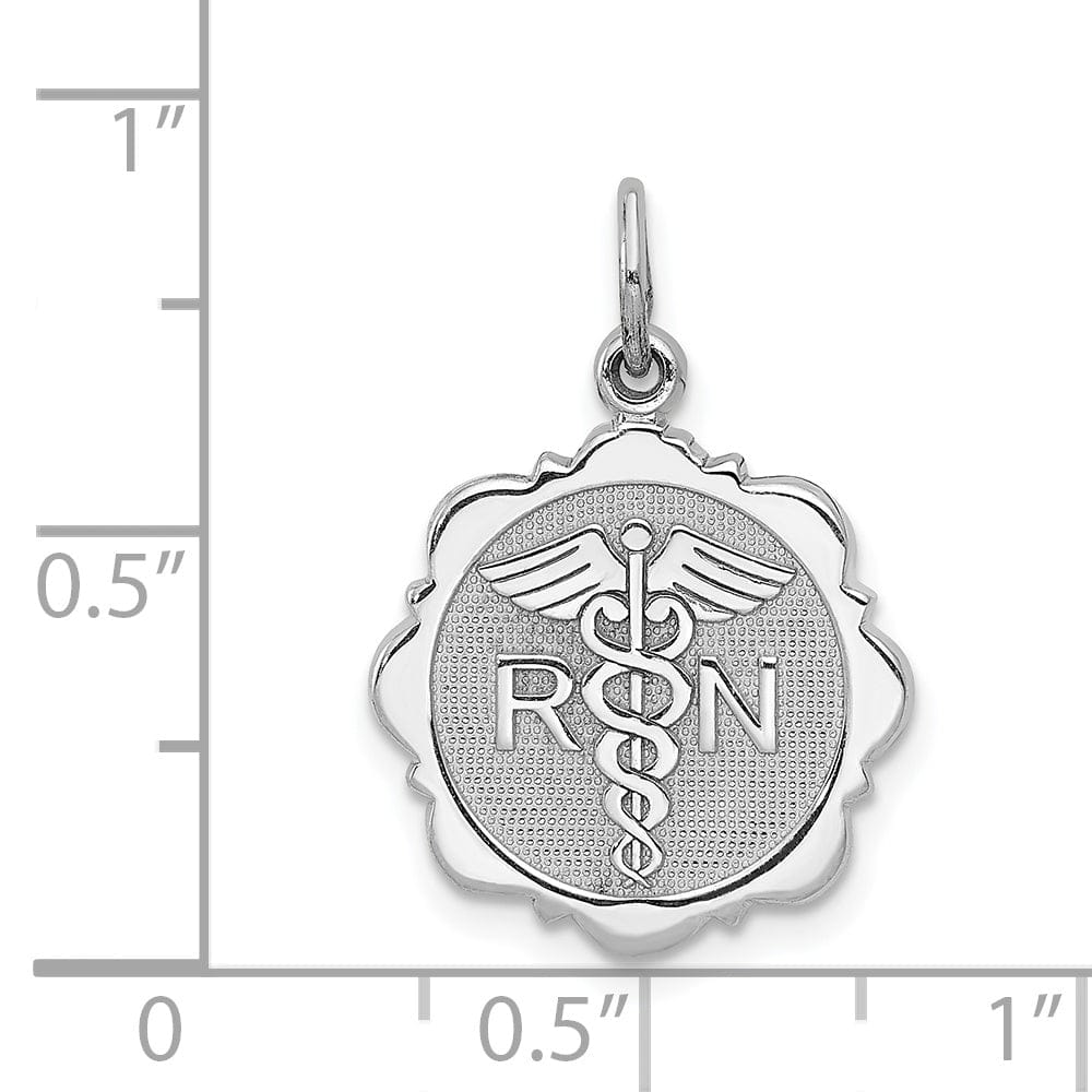 Lovely Rita's Pendants & Charms 14k White Gold Registered Nurse Disc Pendant