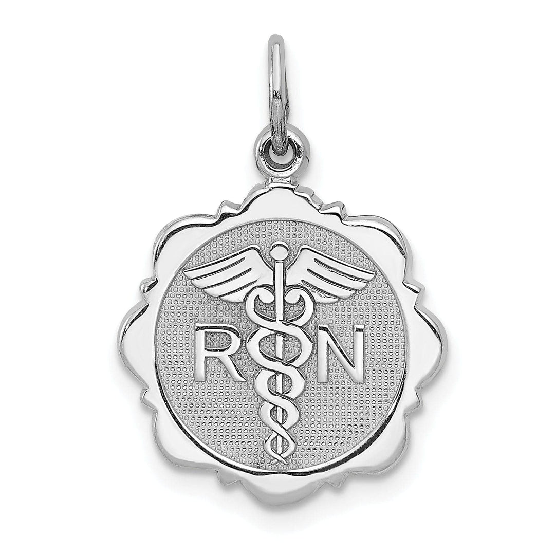 Lovely Rita's Pendants & Charms 14k White Gold Registered Nurse Disc Pendant