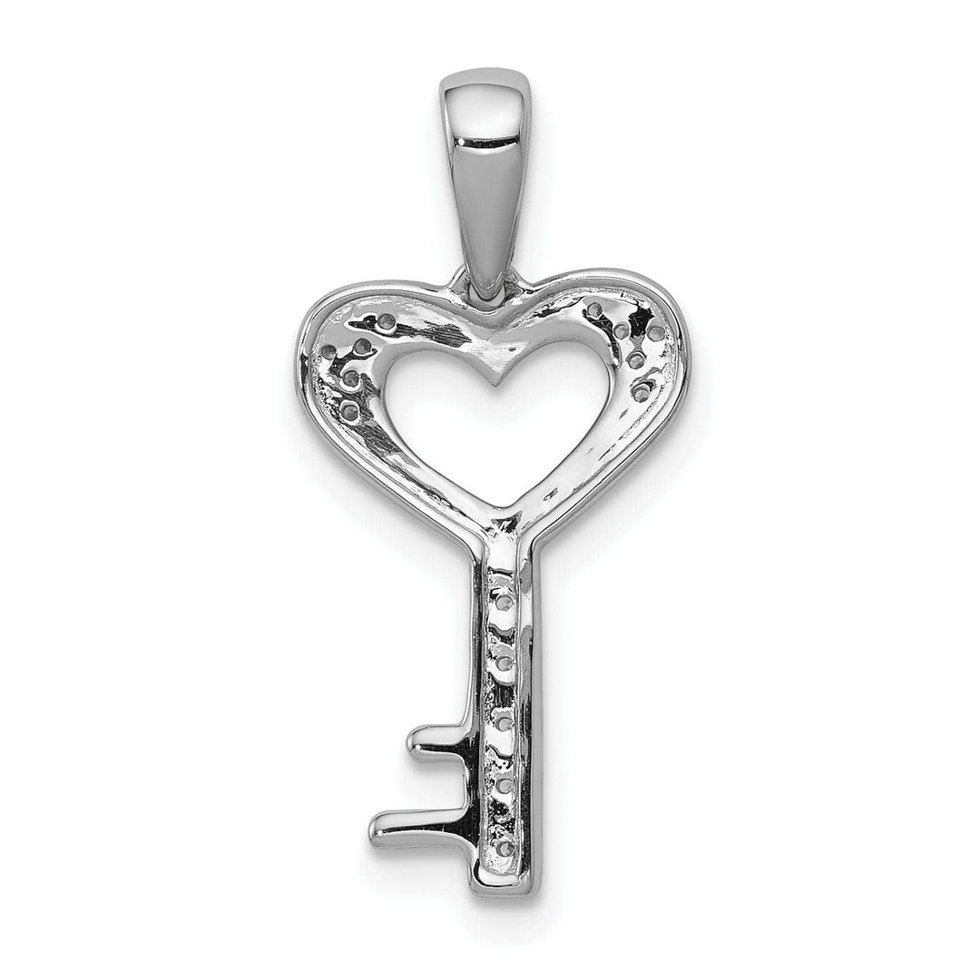 Lovely Rita's Pendants & Charms 14k White Gold Rhodium 0.06-CT Diamond Heart and Key Design Pendant