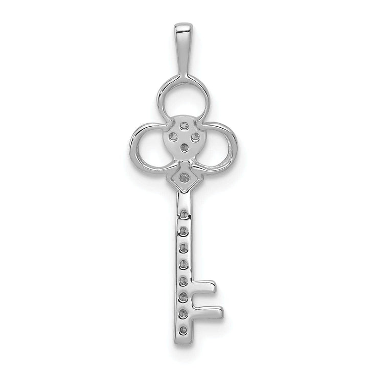 Lovely Rita's Pendants & Charms 14k White Gold Rhodium 0.071-CT Diamond Club Fancy Key Design Pendant