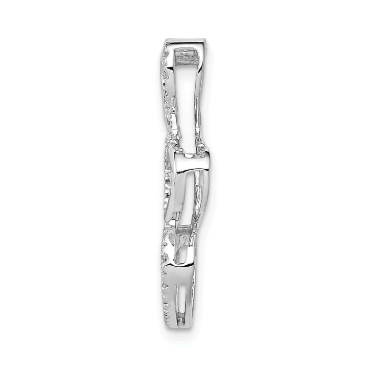 Lovely Rita's Pendants & Charms 14k White Gold Rhodium 0.099-CT Diamond Triple Heart Chain Slide Pendant