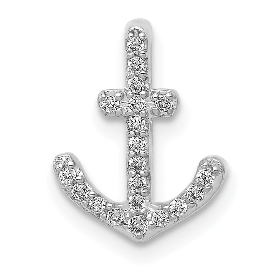 Lovely Rita's Pendants & Charms 14k White Gold Rhodium 1/10ct. Weight Diamond Anchor Slide Pendant