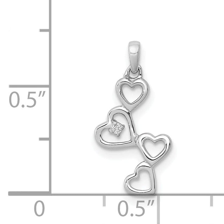 Lovely Rita's Pendants & Charms 14k White Gold Rhodium 4-Heart Design with 0.01 CT Diamond Pendant