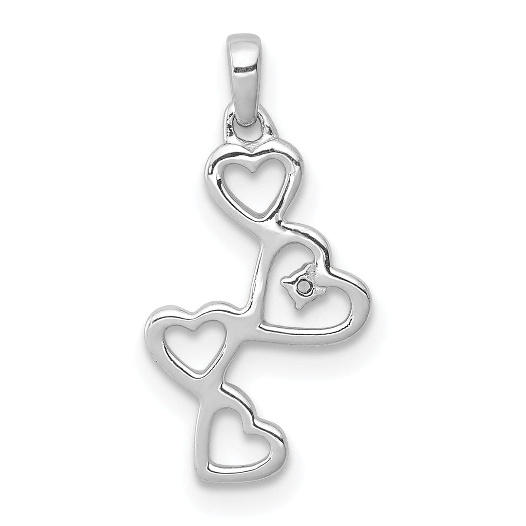 Lovely Rita's Pendants & Charms 14k White Gold Rhodium 4-Heart Design with 0.01 CT Diamond Pendant