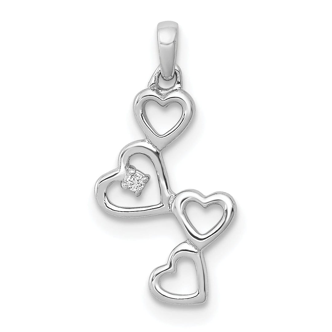 Lovely Rita's Pendants & Charms 14k White Gold Rhodium 4-Heart Design with 0.01 CT Diamond Pendant