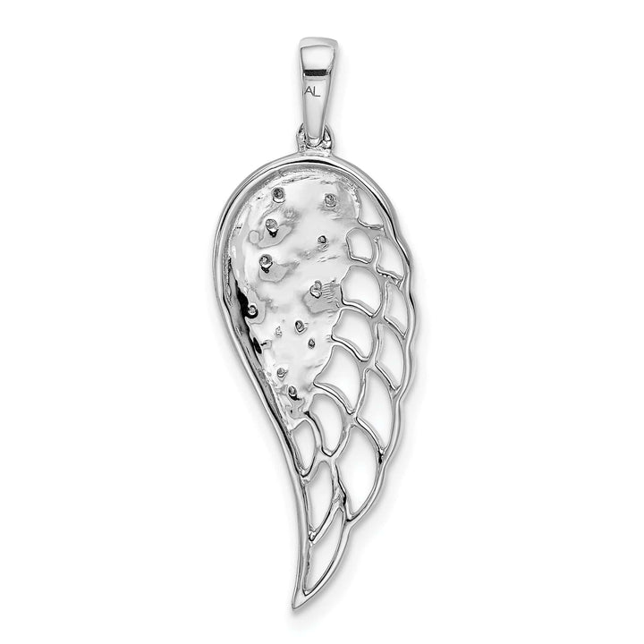 Lovely Rita's Pendants & Charms 14k White Gold Rhodium Polished Diamond 0.05-CT Concave Wing Pendant