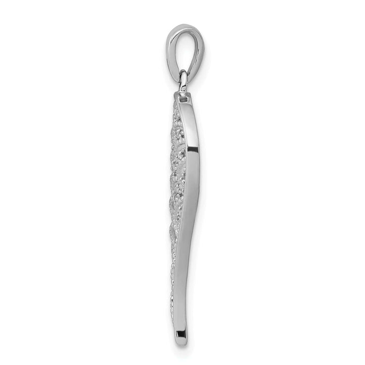 Lovely Rita's Pendants & Charms 14k White Gold Rhodium Polished Diamond 0.05-CT Concave Wing Pendant