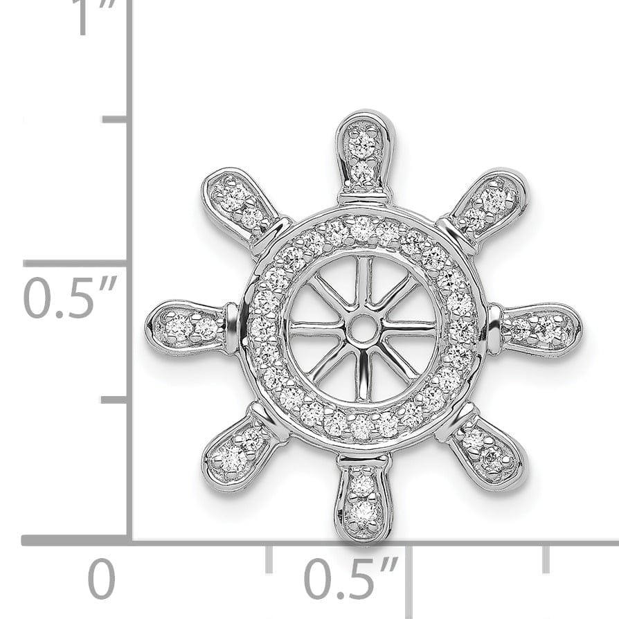 Lovely Rita's Pendants & Charms 14k White Gold Rhodium Polished Finish 1/4 ct. Diamond Ship Wheel Charm