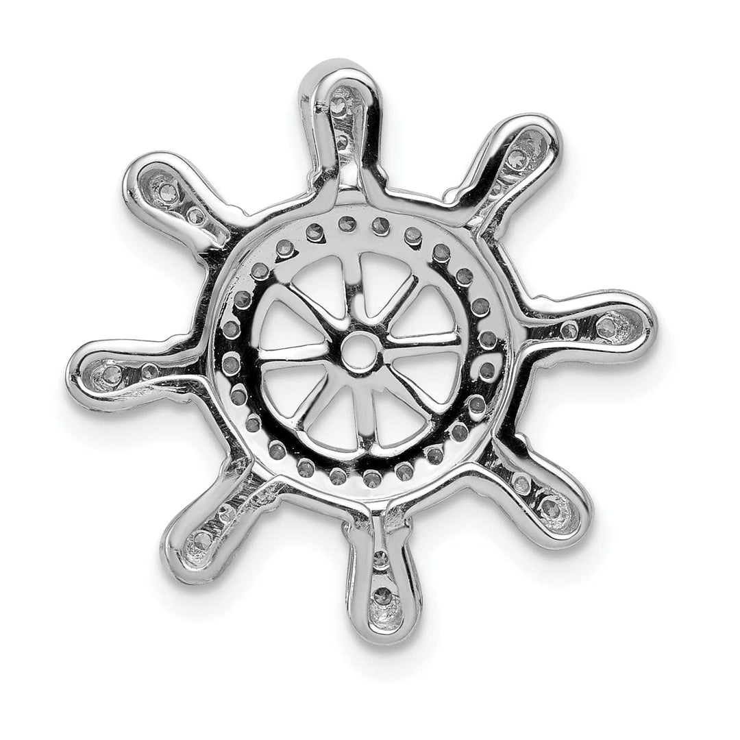 Lovely Rita's Pendants & Charms 14k White Gold Rhodium Polished Finish 1/4 ct. Diamond Ship Wheel Charm