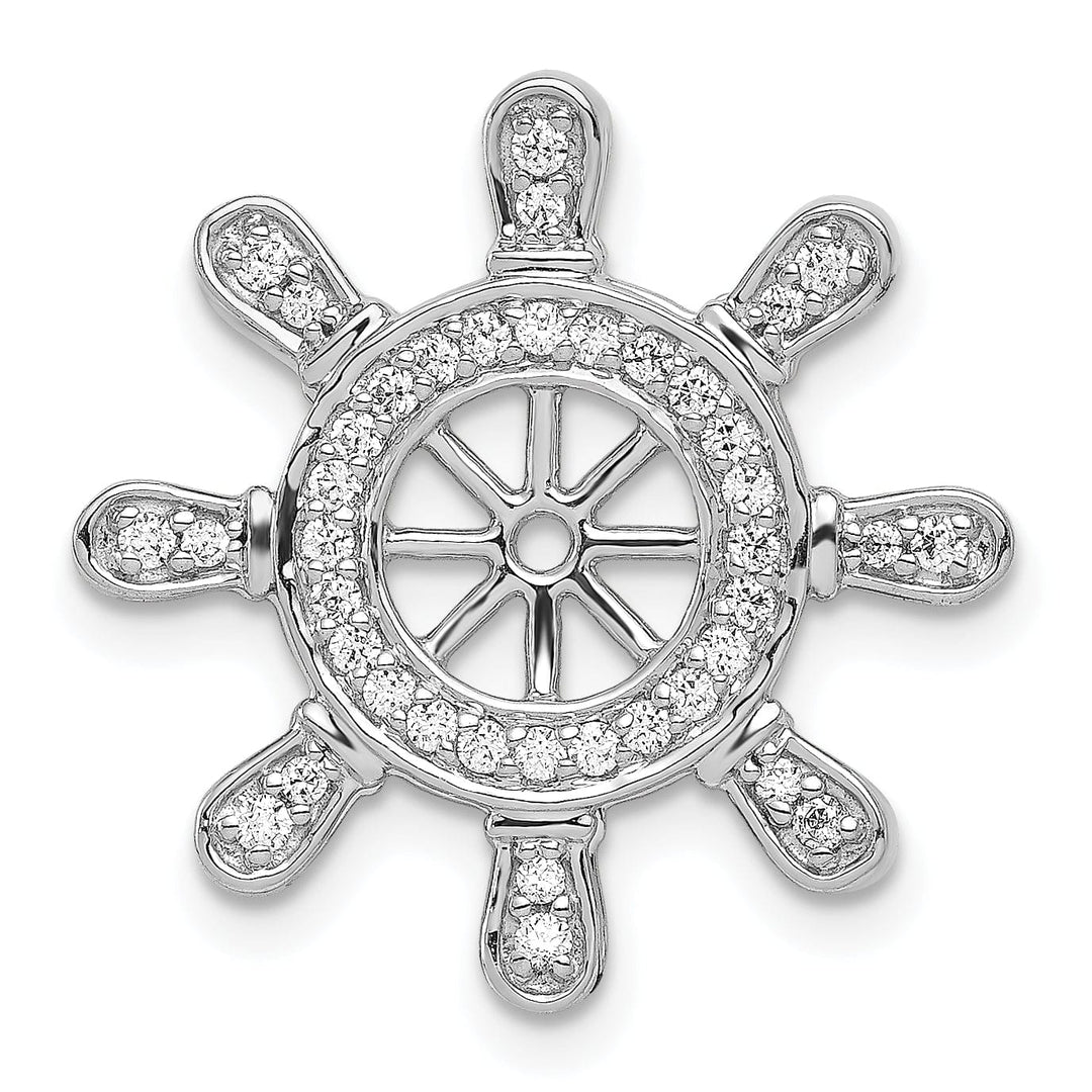 Lovely Rita's Pendants & Charms 14k White Gold Rhodium Polished Finish 1/4 ct. Diamond Ship Wheel Charm