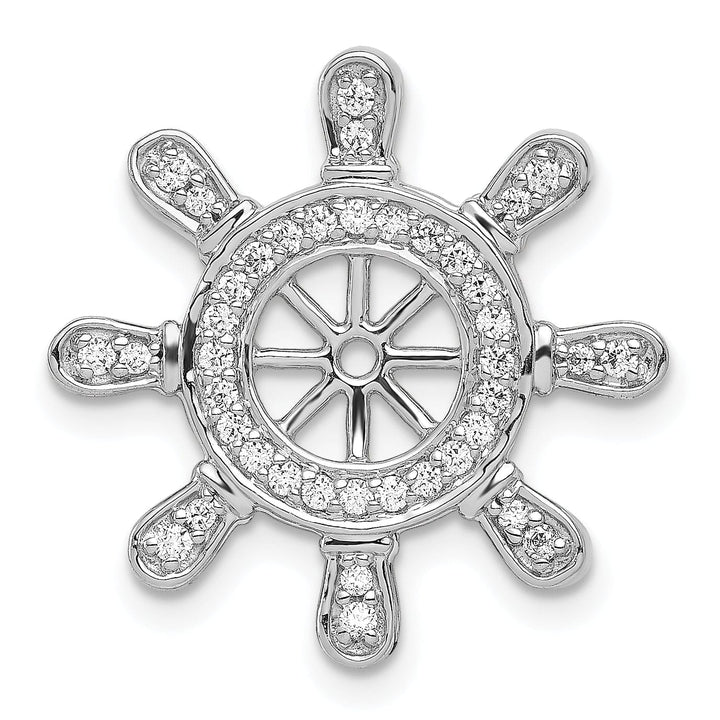 Lovely Rita's Pendants & Charms 14k White Gold Rhodium Polished Finish 1/4 ct. Diamond Ship Wheel Charm
