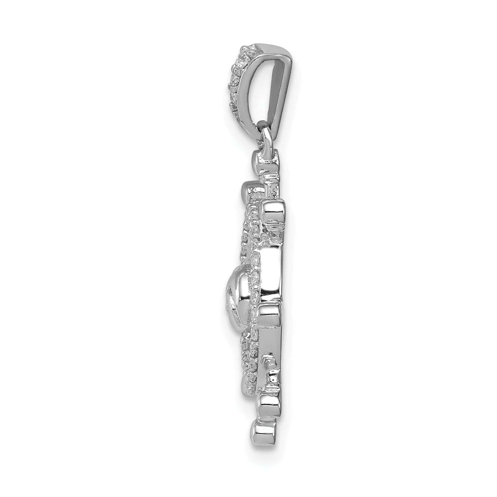 Lovely Rita's Pendants & Charms 14k White Gold Rhodium Polished Finish 1/6 ct. Diamond Ship Wheel Charm