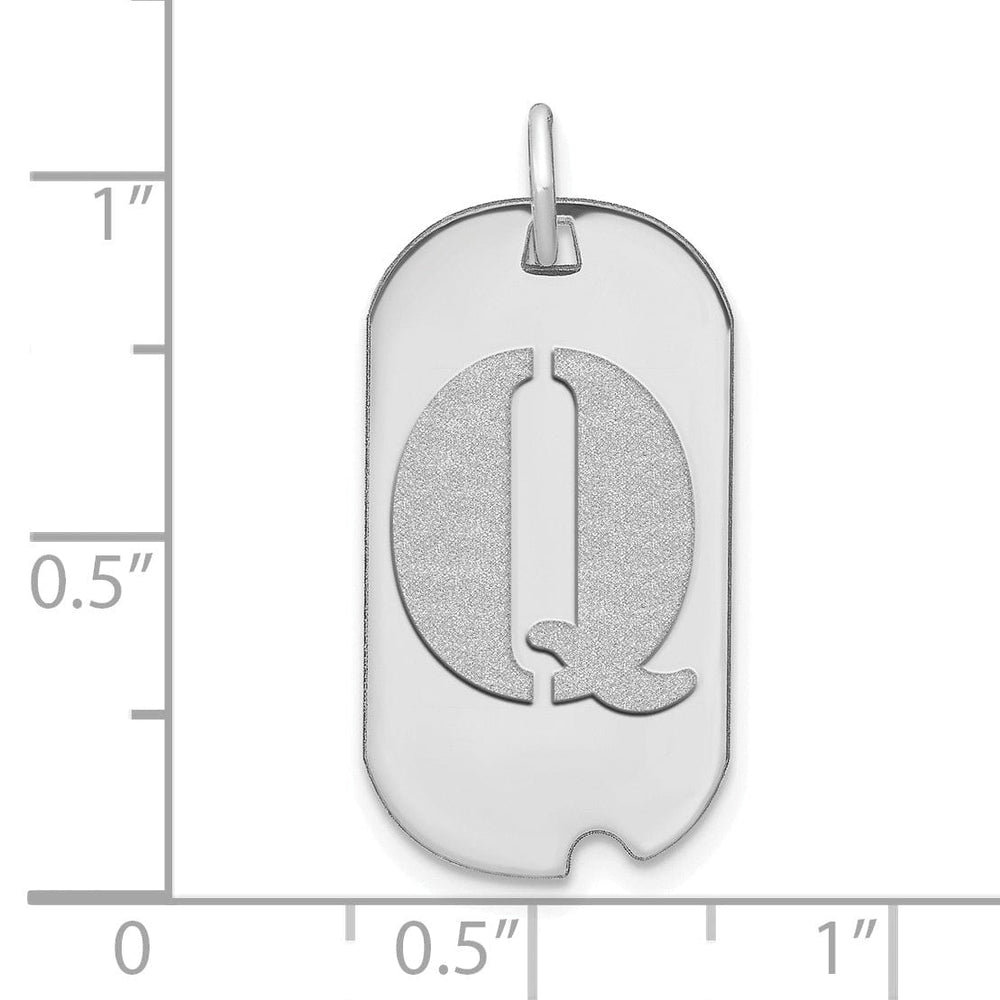 Lovely Rita's Pendants & Charms 14k White Gold Rhodium Polished Finish Block Letter Q Initial Dog Tag Charm Pendant