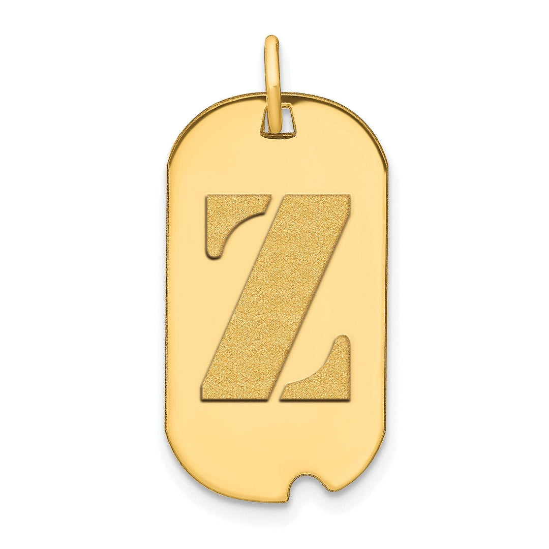 Lovely Rita's Pendants & Charms 14k White Gold Rhodium Polished Finish Block Letter Z Initial Dog Tag Charm Pendant