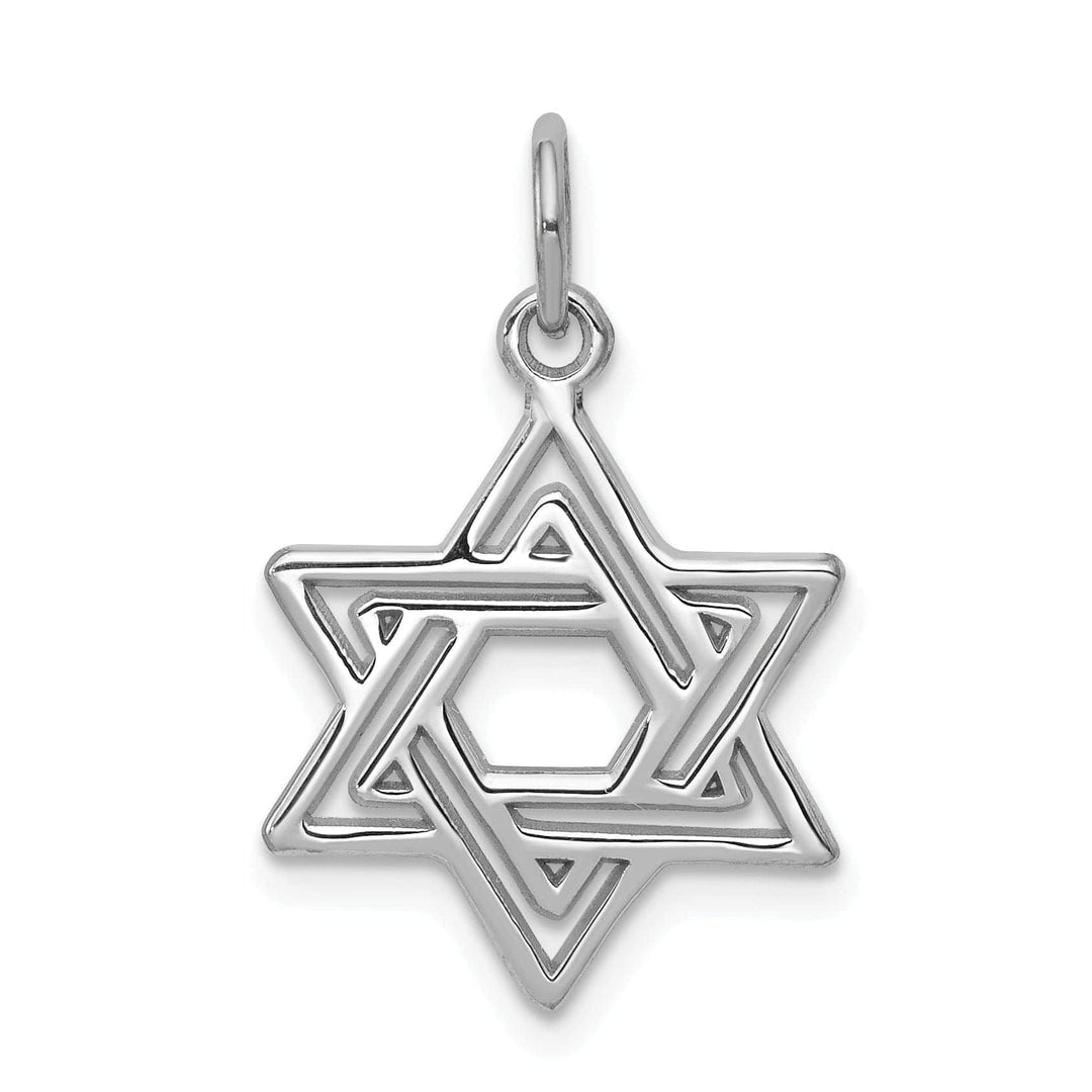 Lovely Rita's Pendants & Charms 14K White Gold Rhodium Polished Finish Closed Back Solid Star of David Pendant