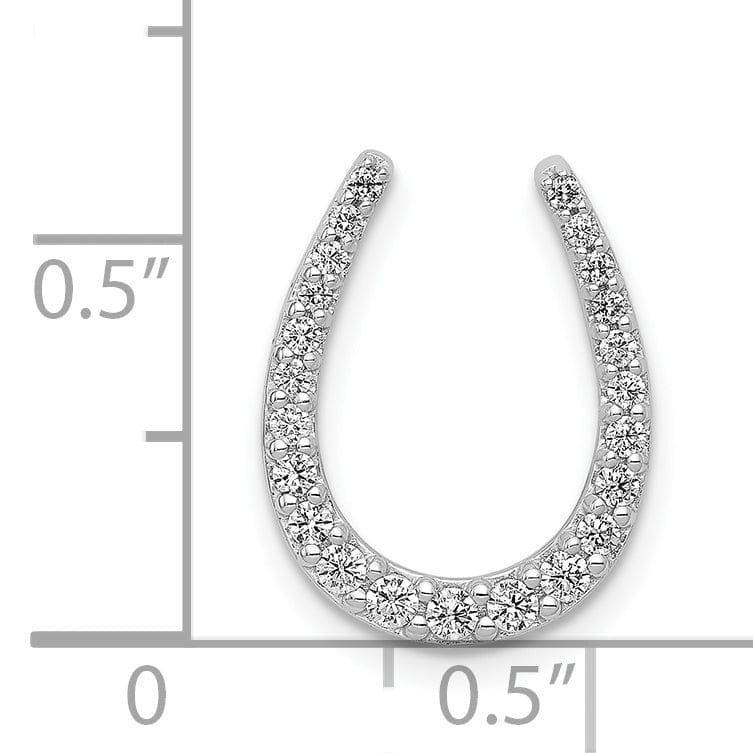 Lovely Rita's Pendants & Charms 14k White Gold Rhodium Polished Finish Flat Back 1/4CT Diamond Horseshoe Chain Slide Pendant will not fit omega chain