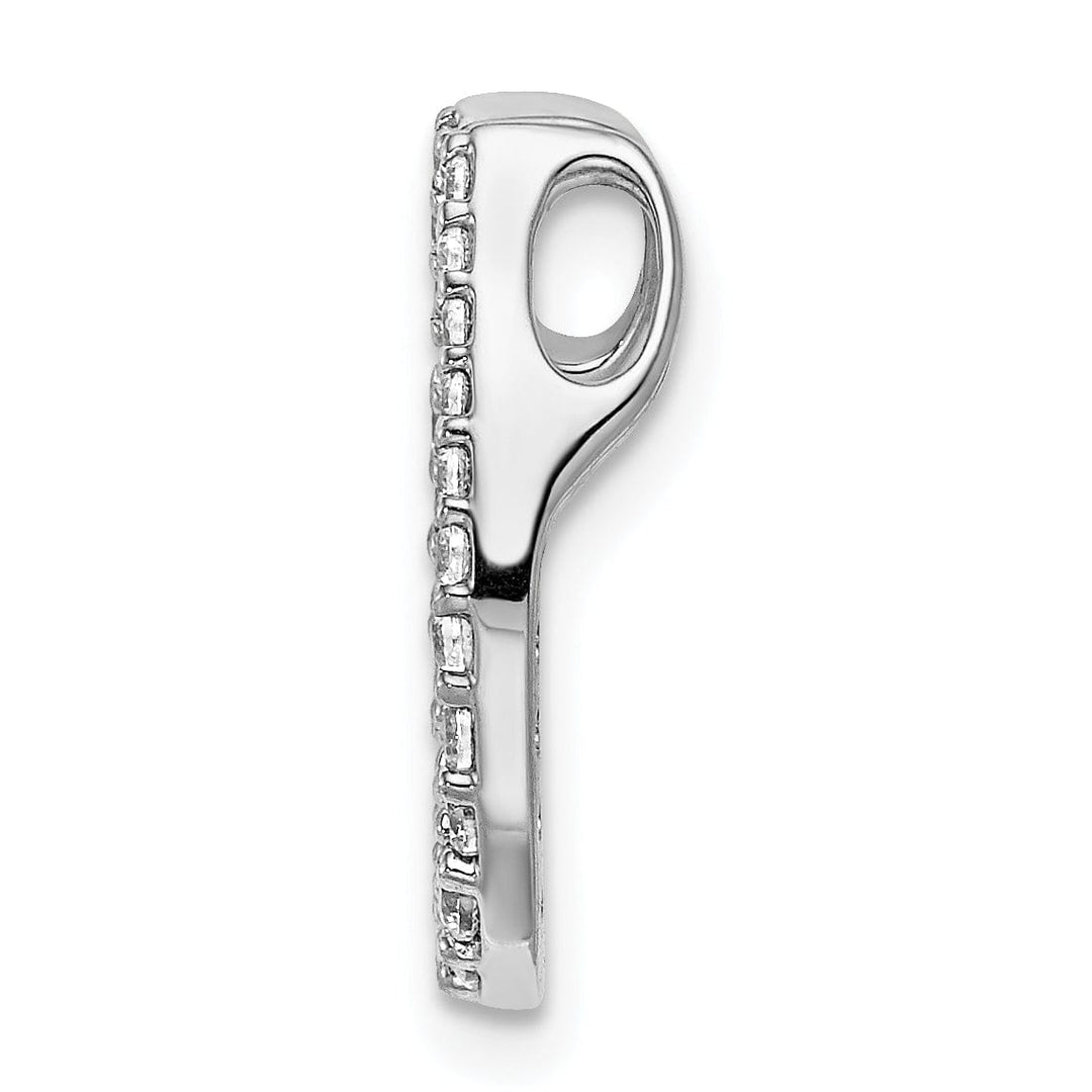 Lovely Rita's Pendants & Charms 14k White Gold Rhodium Polished Finish Flat Back 1/4CT Diamond Horseshoe Chain Slide Pendant will not fit omega chain