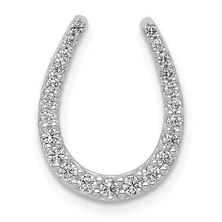 Lovely Rita's Pendants & Charms 14k White Gold Rhodium Polished Finish Flat Back 1/4CT Diamond Horseshoe Chain Slide Pendant will not fit omega chain