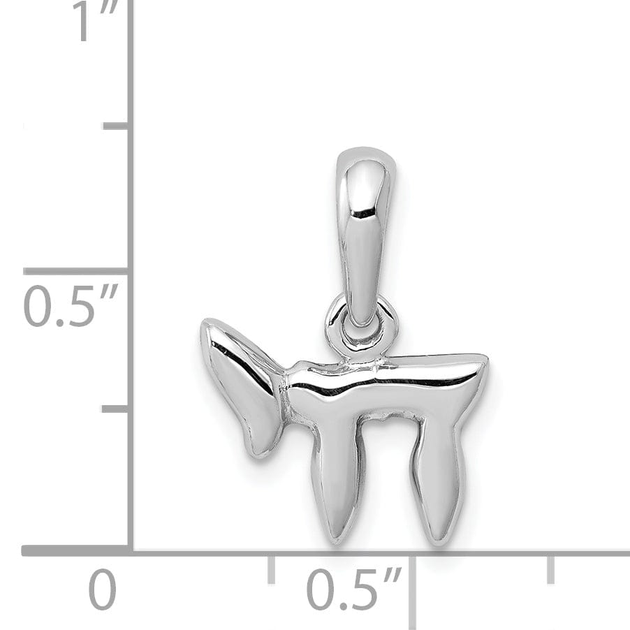 Lovely Rita's Pendants & Charms 14K White Gold Rhodium Polished Finish LIFE Chai Charm Pendant