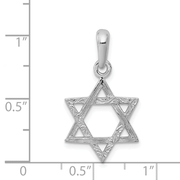 Lovely Rita's Pendants & Charms 14K White Gold Rhodium Polished Finish Solid Star of David Pendant