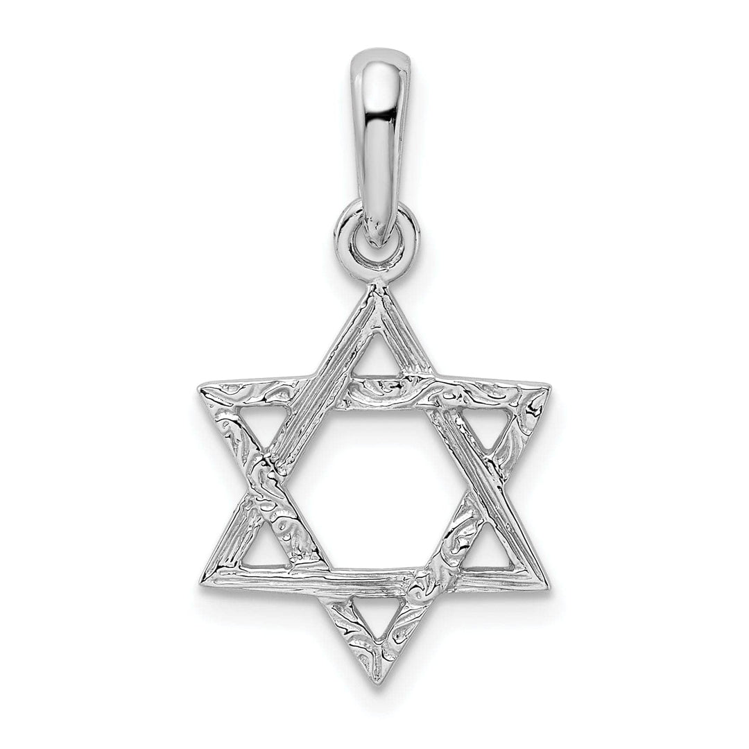 Lovely Rita's Pendants & Charms 14K White Gold Rhodium Polished Finish Solid Star of David Pendant