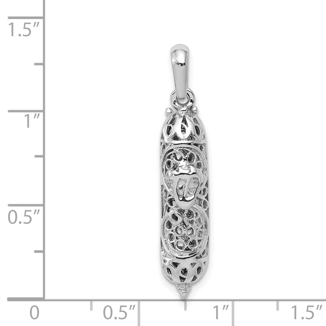 Lovely Rita's Pendants & Charms 14K White Gold Rhodium Polished Textured Finish 3-D Mezuzah Pendant