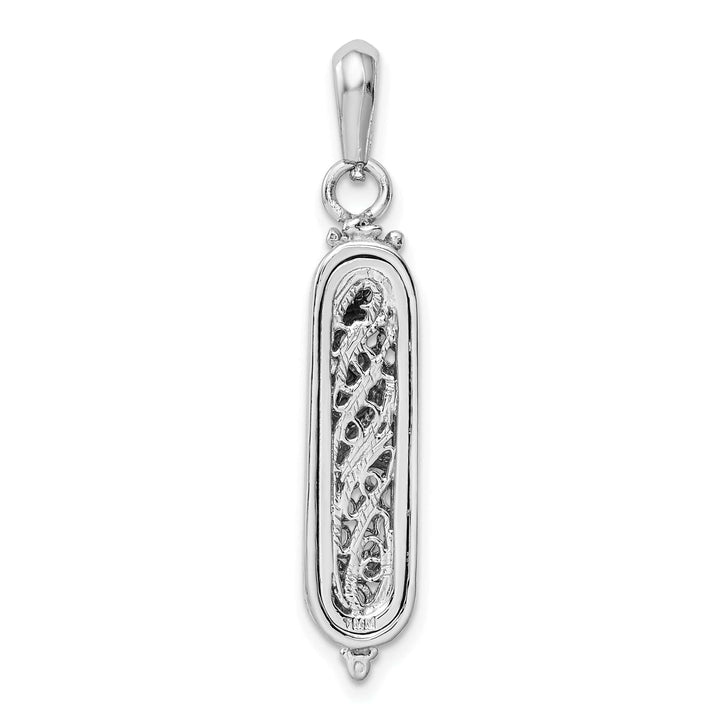 Lovely Rita's Pendants & Charms 14K White Gold Rhodium Polished Textured Finish 3-D Mezuzah Pendant