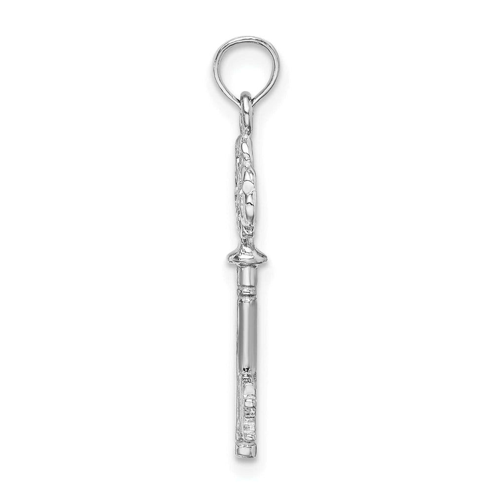 Lovely Rita's Pendants & Charms 14K White Gold Rhodium Solid 3-D Hearts Design Key Charm Pendant