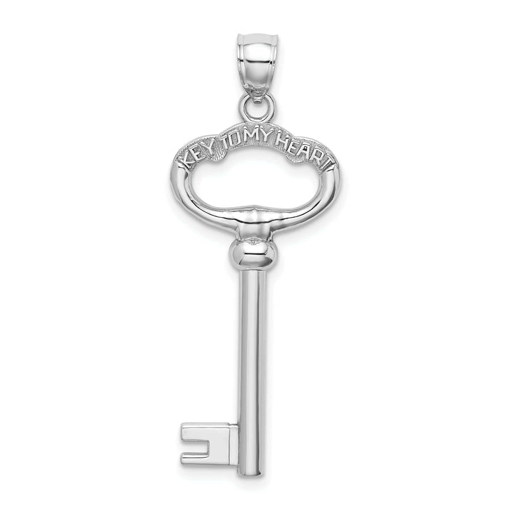 Lovely Rita's Pendants & Charms 14K White Gold Rhodium Solid 3-D KEY TO MY HEART Key Charm Pendant