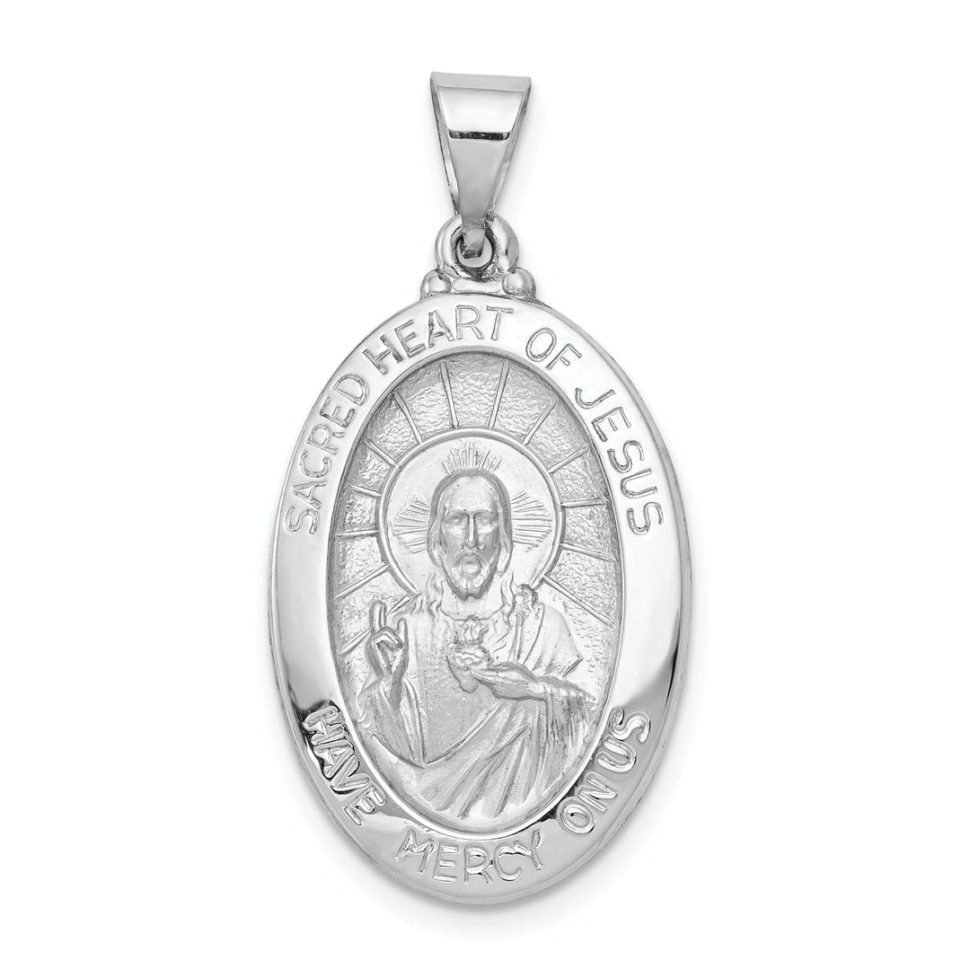 Lovely Rita's Pendants & Charms 14K White Gold Sacred Heart of Jesus Medal Pendant