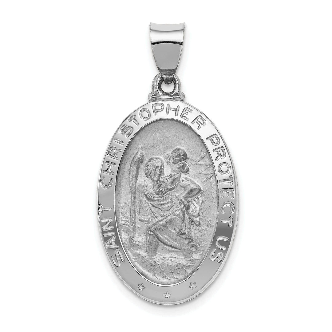 Lovely Rita's Pendants & Charms 14k White Gold Saint Christopher Medal Pendant