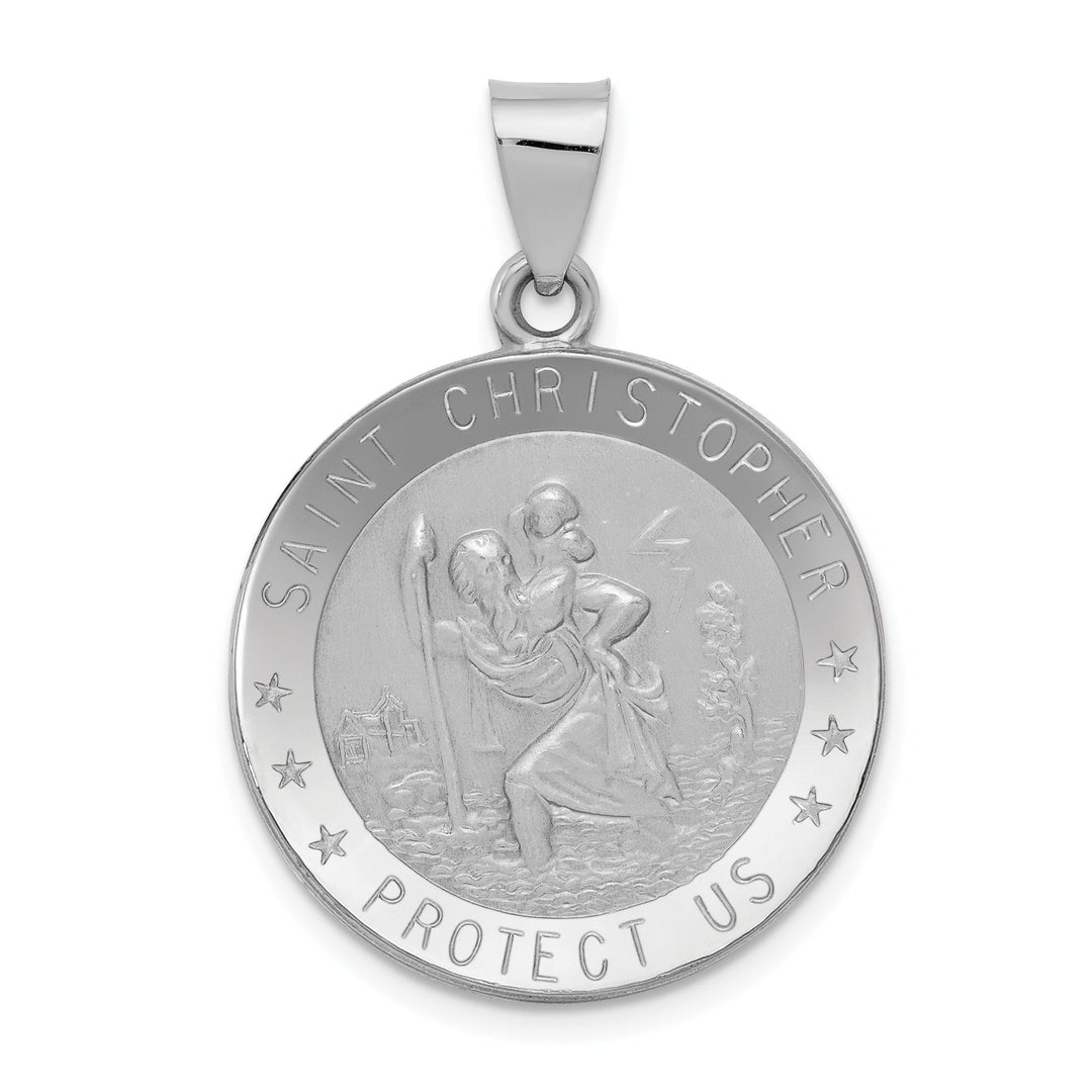 Lovely Rita's Pendants & Charms 14k White Gold Saint Christopher Medal Pendant