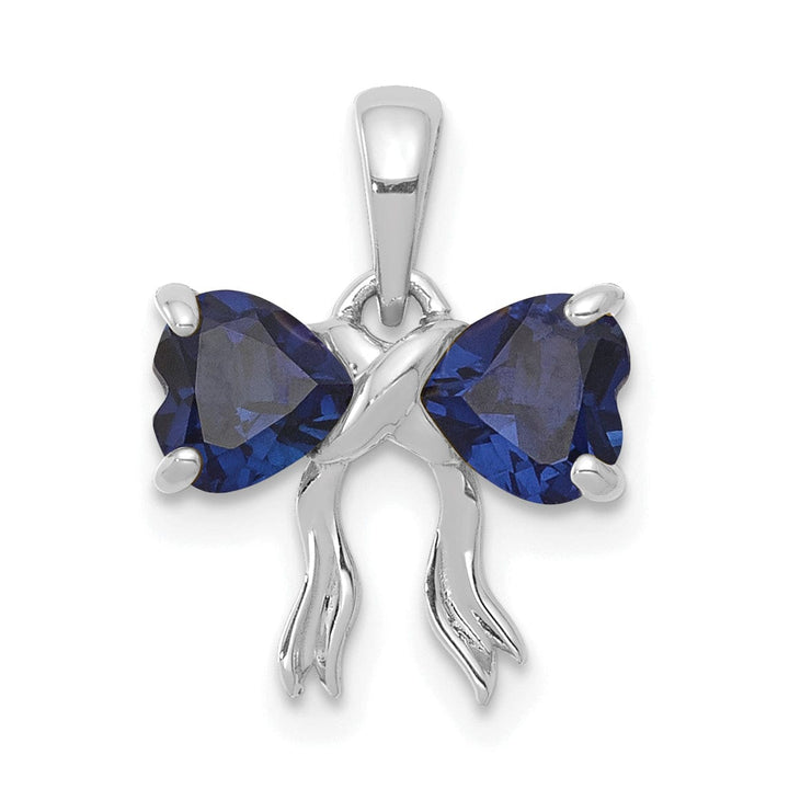 Lovely Rita's Pendants & Charms 14k White Gold Sapphire Birthstone Bow Pendant