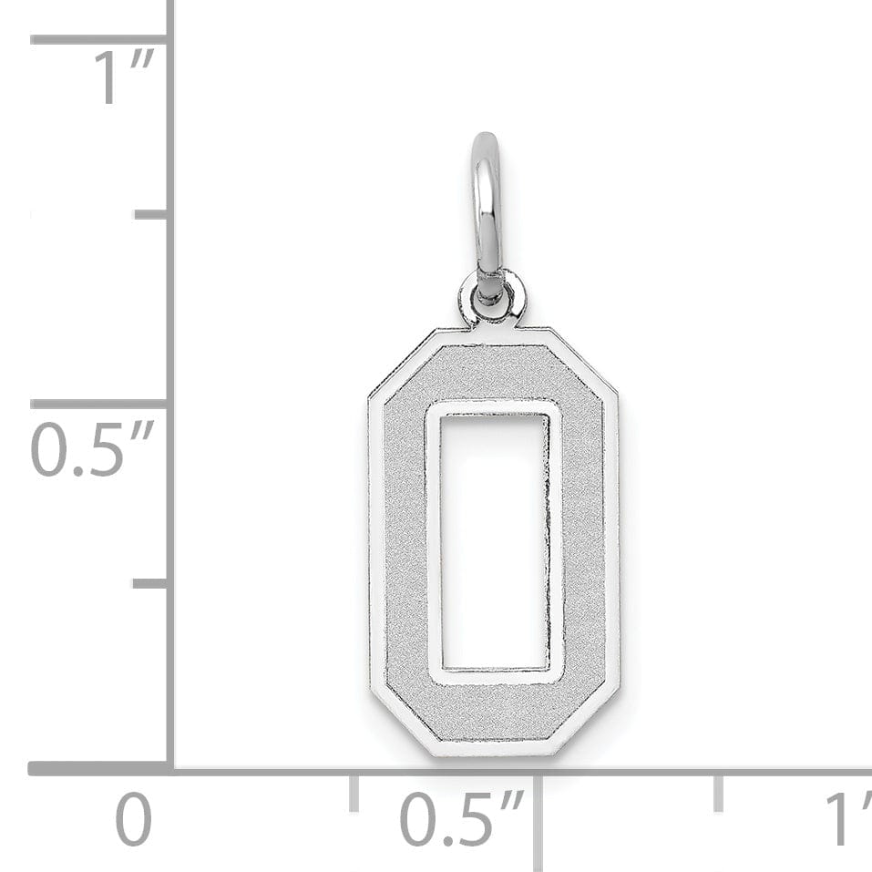 Lovely Rita's Pendants & Charms 14k White Gold Satin Brush Finish Medium Size Number 0 Charm Pendant